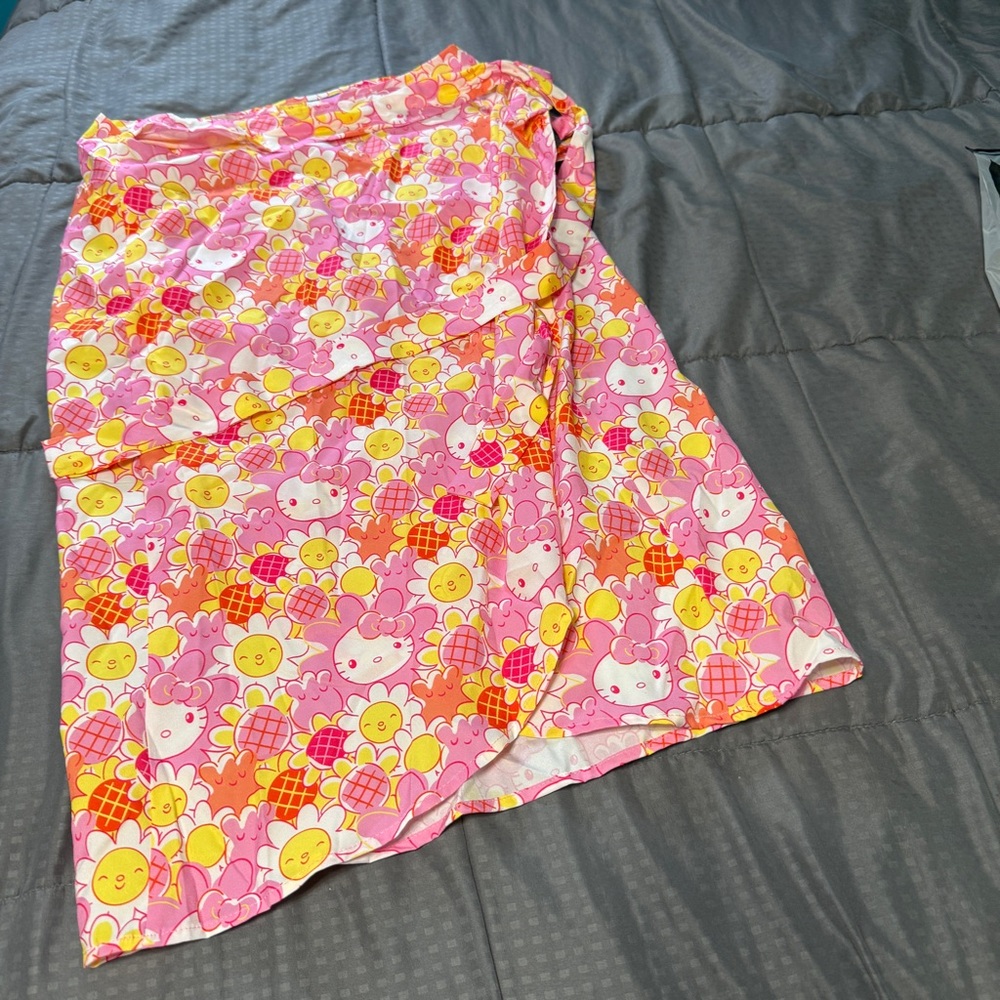 Hello Kitty X SHEIN Patterned Wrap Skirt Pink Size 3x Roughly Us Size 1x New NWT